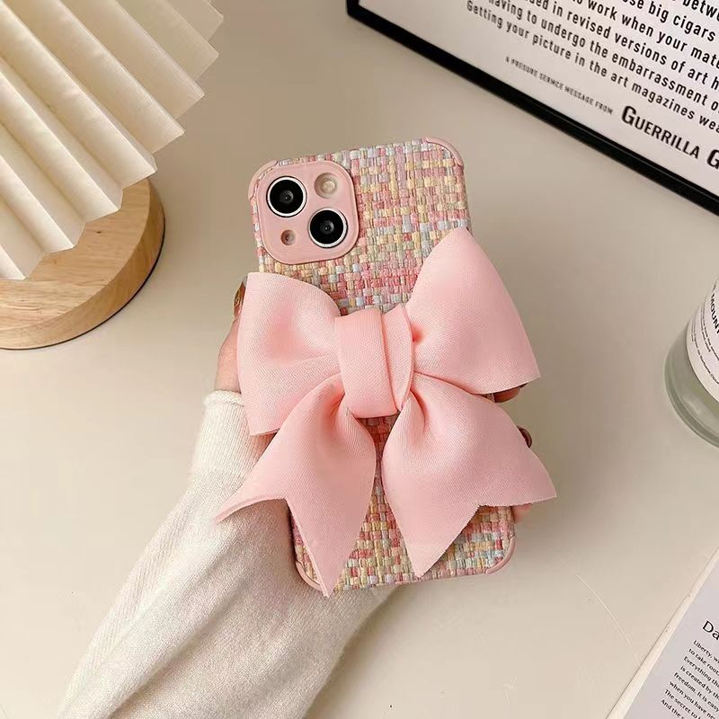 디자이너 폰 케이스 폰 14 12 Pro Max Mixed Color Braided Cute Bow Phone Case Simple 11 13 Mini XR XS XSMAX 7 8