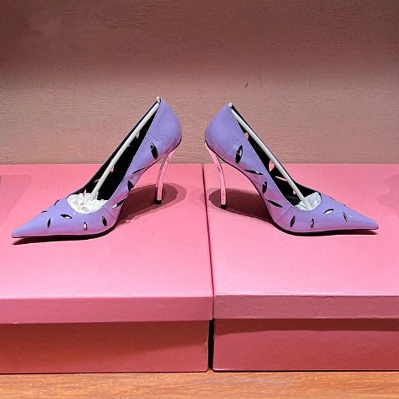 2023 Luxury Hollow Out Women Dress Sapatos de salto alto bombas Slingback Sexy Banquet Women Shoes