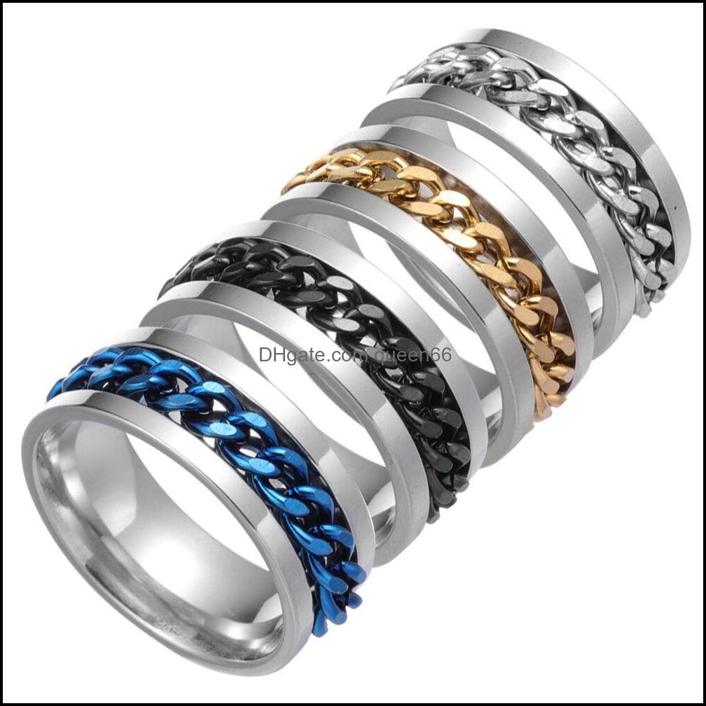 Para pierścieni Whole łańcuch spinowy stal nierdzewna Sier Sier Black Gold Blue Mix Men Mode Wedding Prezent