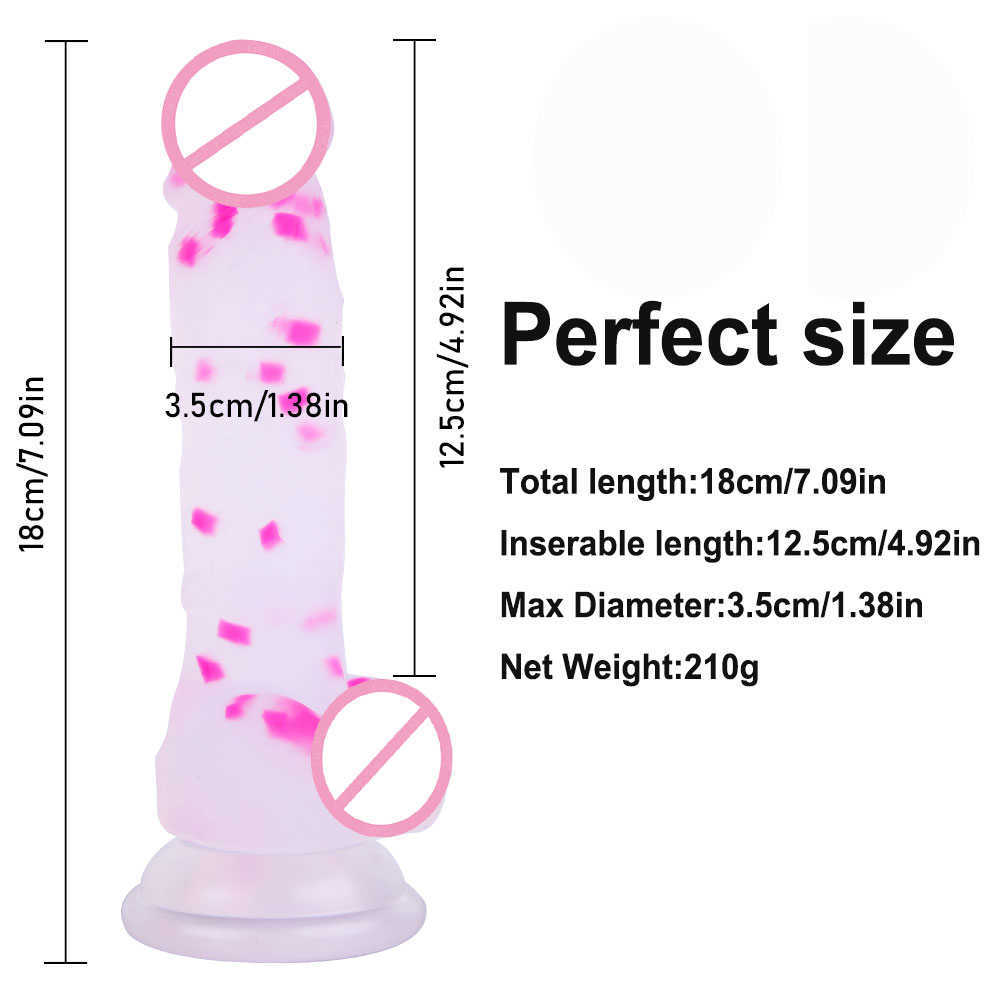 Dildos Jelly Medical Silicone Dildo Brinquedos Adultos Realistas de Strapon Soft Penis Artificial Grande Bullet Bullet colorida Toys sexuais para mulher 0803