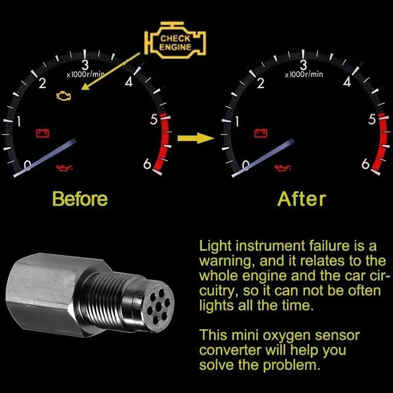 Universal Auto Mini Katalysator Konverter O2 Sauerstoff Sensor Lambda Extender Spacer Edelstahl 304 M18X1,5 mit E3