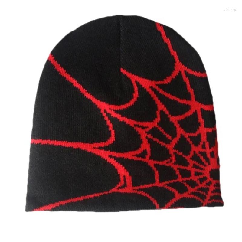 BERETS Y2K BEANIE SPIDER WEB HAT KNIT頭蓋