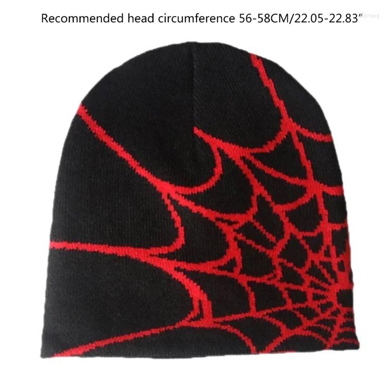 BERETS Y2K BEANIE SPIDER WEB HAT KNIT頭蓋