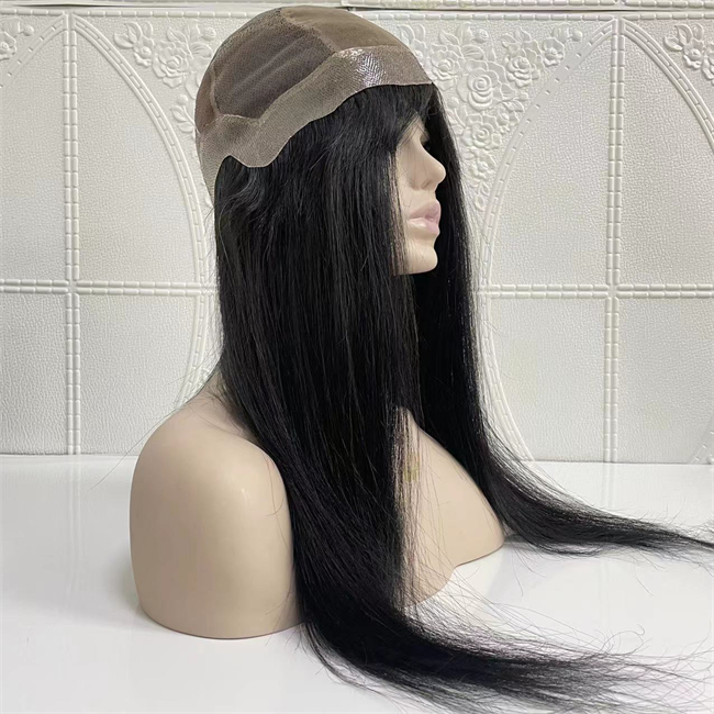 Brazilian Virgin Human Hair Silk Straight 4x4 Silk Top Full Lace Wigs with PU Perimeter Medical Wig for Woman