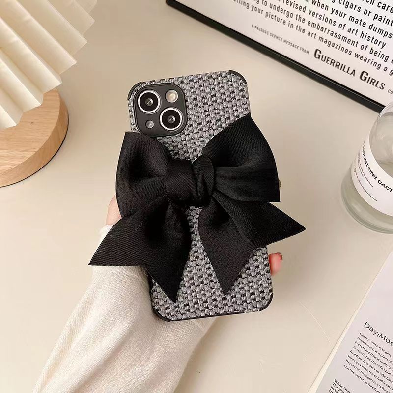 디자이너 폰 케이스 폰 14 12 Pro Max Mixed Color Braided Cute Bow Phone Case Simple 11 13 Mini XR XS XSMAX 7 8