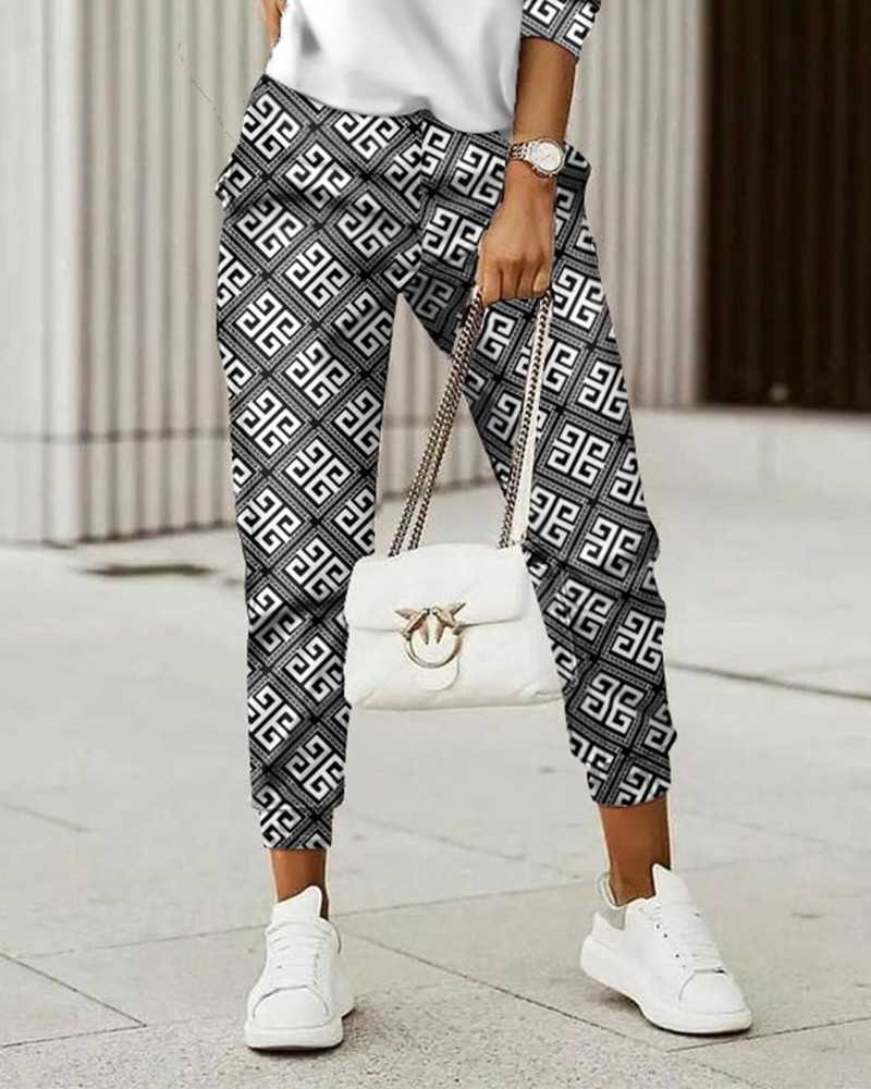 Women Tracksuits Two Piece Set Designer 2023 Autumn New Fashion Printed Ladies Sportwear S-XXXL