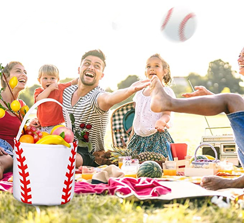 Sports Party Easter Basket Påsar med handtag som bär gåva handväska ägg jagar på godis mellanmål lagringsväska leksaker hink för barn fest halloween dekoration 5 färger