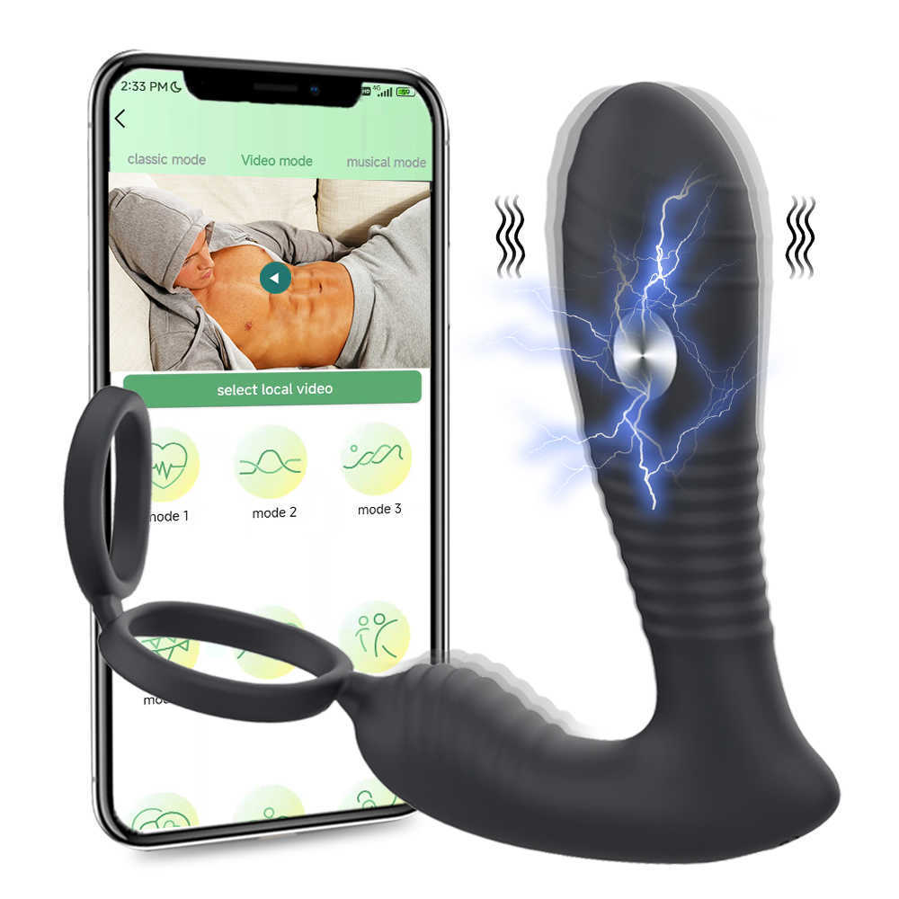 NXY Vibrators Anale vibrator Prostaat Stimulator Massager Vertraging Ejaculatie Vergrendeling Ring Buttplug app Remote Control Seksspeeltjes Dildo's voor mannen