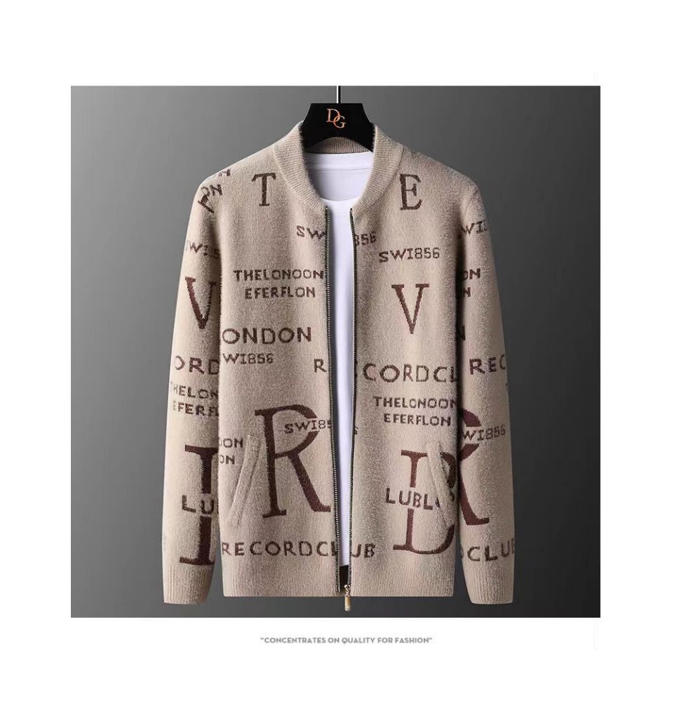 Men's Sweaters spring and autumn golden mink cardiganyouth middle school sweater men's coat