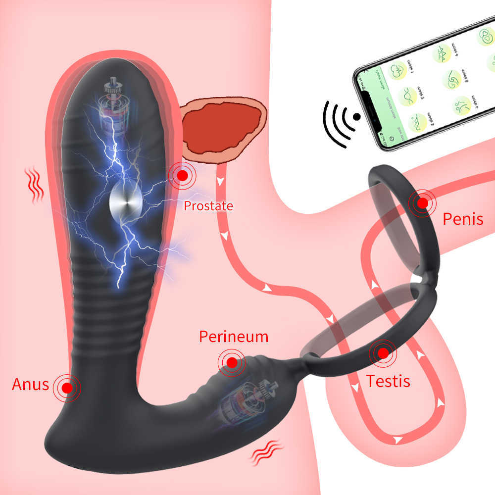 NXY Vibrators Anale vibrator Prostaat Stimulator Massager Vertraging Ejaculatie Vergrendeling Ring Buttplug app Remote Control Seksspeeltjes Dildo's voor mannen