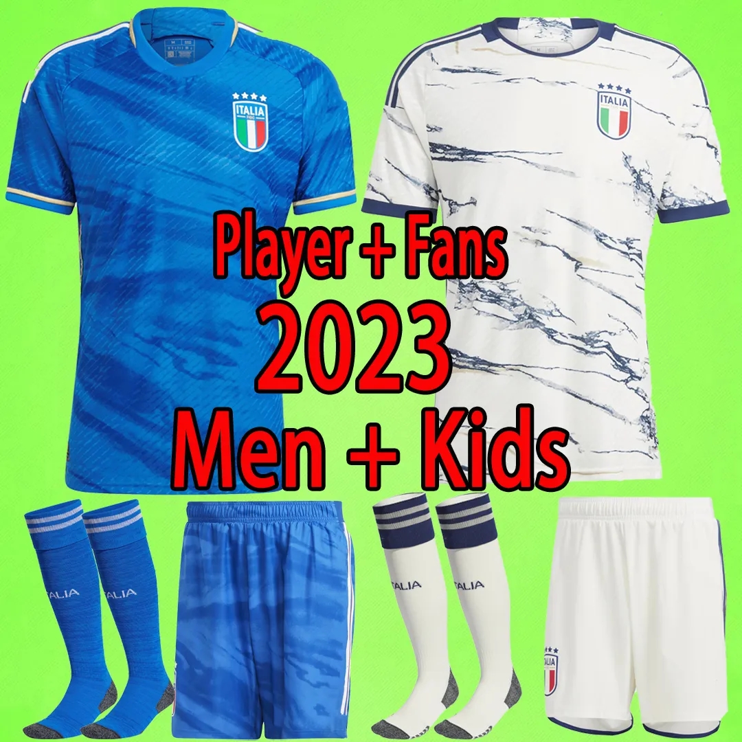 2023 italy soccer jerseys Italia 23 24 Fans Player version maglie da calcio VERRATTI CHIESA GNONTO football Shirt T LORENZO PINAMONTI POLITANO GRIFO kids kit uniform
