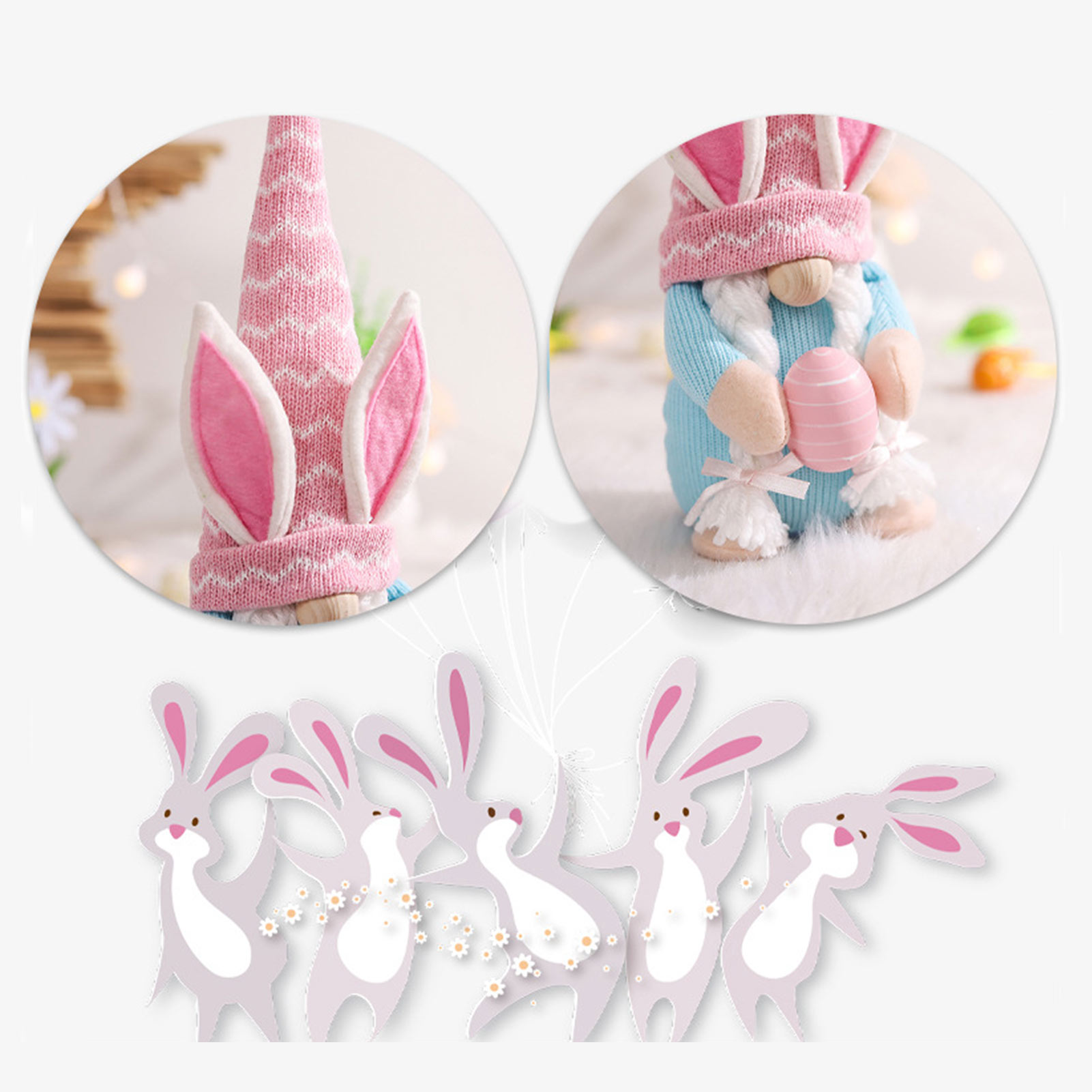 Easter Bunny Gnome Decorations Plush Elf Decoration Faceless Doll Easter Ornament Spring Home Decor Presents Toys for Kids Women FY0253 BB0119