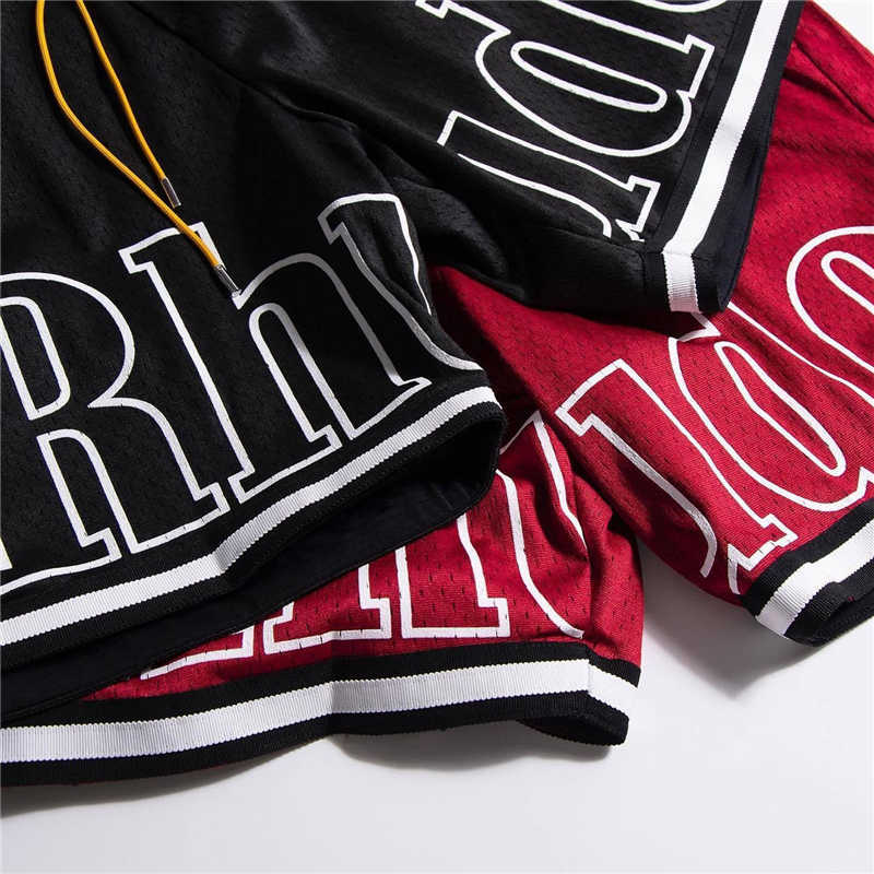 Rhude Fashion Shorts Män 1 1 Kvinnor Casual Mesh Leather Embroidered Track andningsbar basket B1FJ JKN2 IGQY