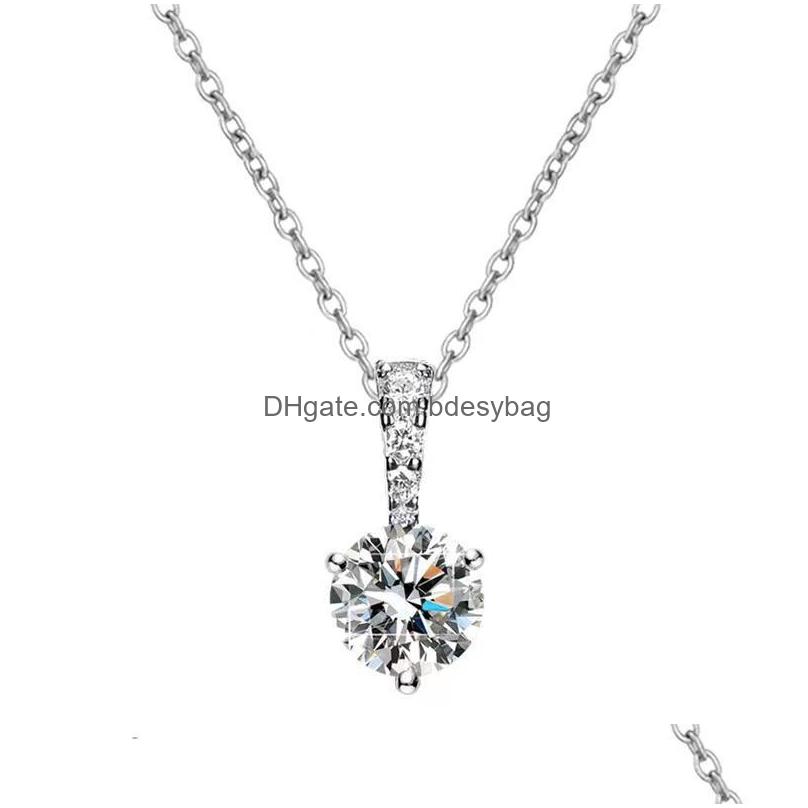 Inne modne prawdziwe 1 D kolor moissanite Diamond Naszyjnik Kobiet biżuteria 100 925 Sterling Sier Clavicle z Gra Prezenter Intherother233W