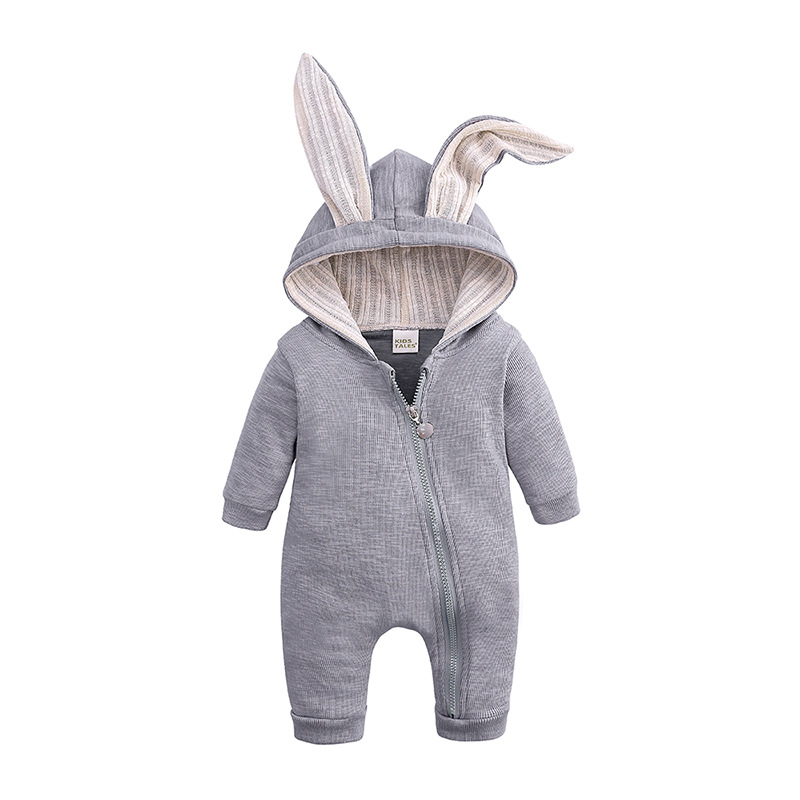 Schattige kinderen dieren konijntje baby paas romper lang oor konijn hoodie romper jumpsuit met rits cpa4508 ss0119