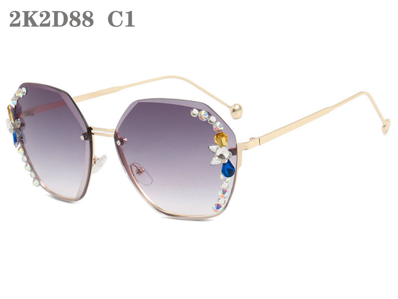 Lunettes de soleil pour femmes lunettes de soleil de luxe femmes mode lunettes de soleil UV 400 rétro surdimensionné lunettes de soleil à la mode dames strass sans monture concepteur lunettes de soleil 2K2D88