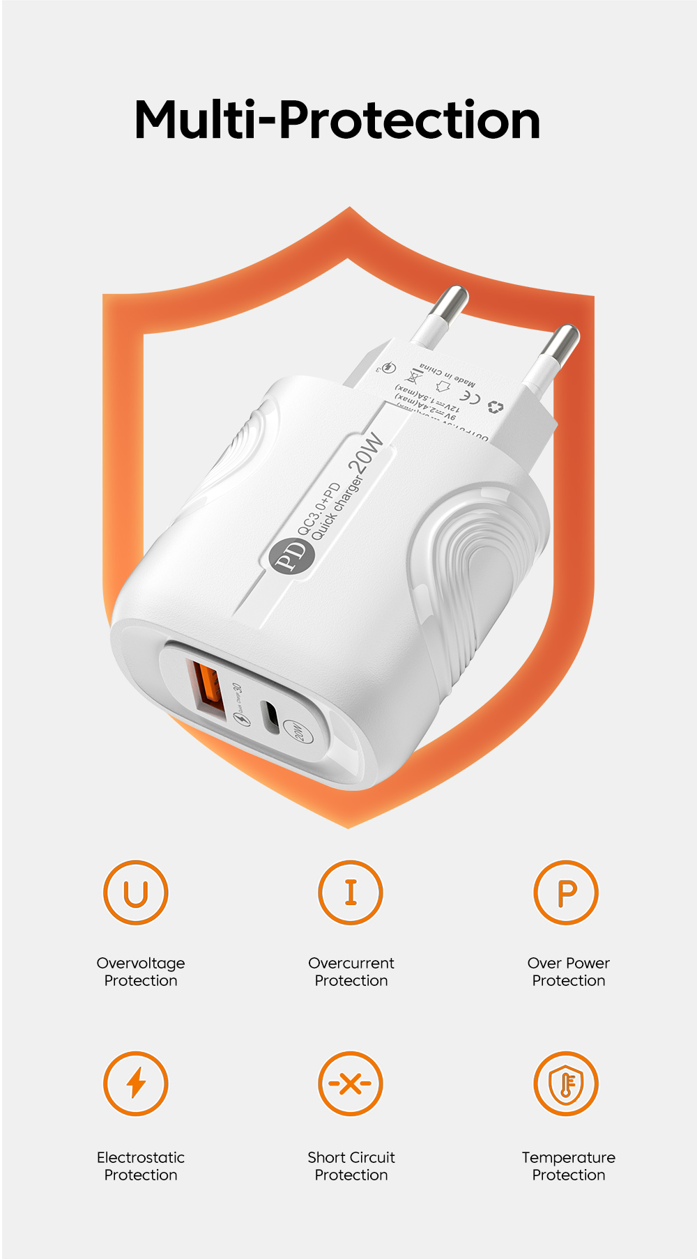 UE/US Plug PD 20W Szybkie ładowarki USB C FAST ŁAZDOWA ADAPTER BANKU IPhone'a Samsung Xiaomi Huawei Telefon komórkowy