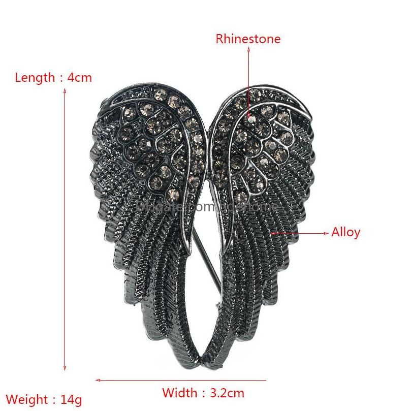 fashion jewelry retro angel wing brooch inlaid rhinestone brooches