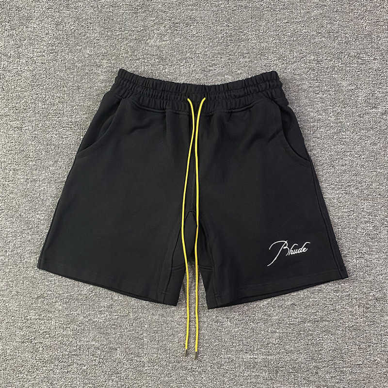 Embroidery Rhude Shorts Men Women 1 1 Best Quality Yellow Drawstring White Breeches Wvvg WPAK