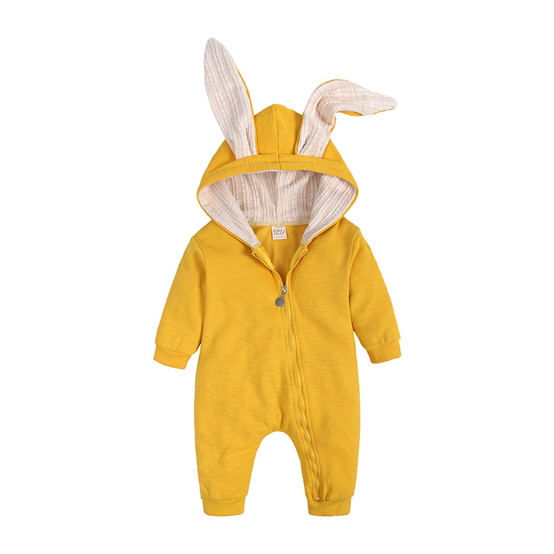 Söt barn djurkunny baby påsk romper lång öron kanin hoodie romper jumpsuit med blixtlås cpa4508 ss0119