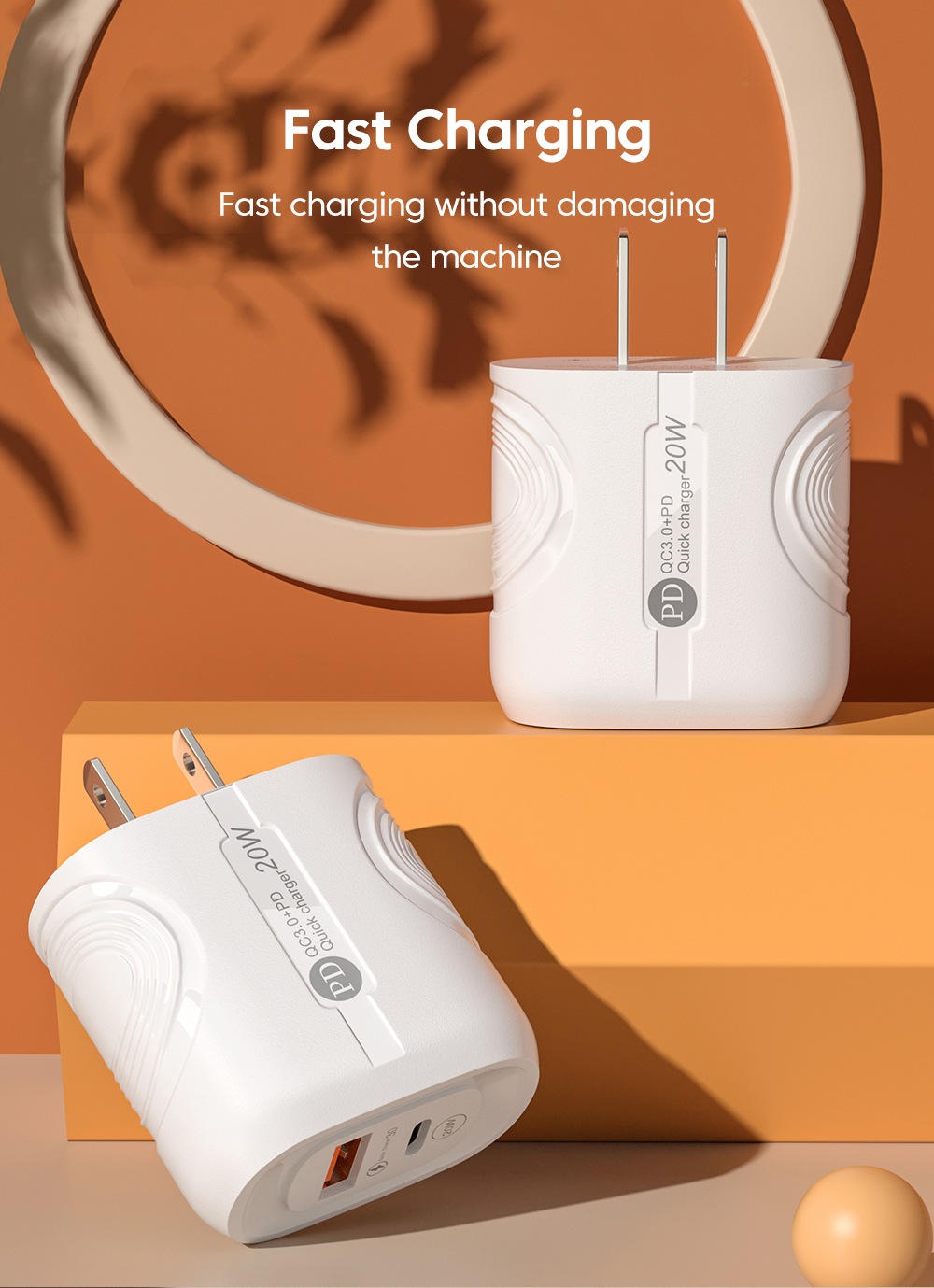 EU/US Plug PD 20W Quick Charger USB C Fast Charger Power Bank Adapter For IPhone Samsung Xiaomi Huawei Mobile Phone