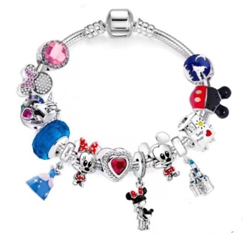 Moda P styl Bransoletka Kobiety Clear Crystal jednorożec European Charm Koraliki Kreskówka Księżniczka Dangle Fiters Prog Bracelets Naszyjnik