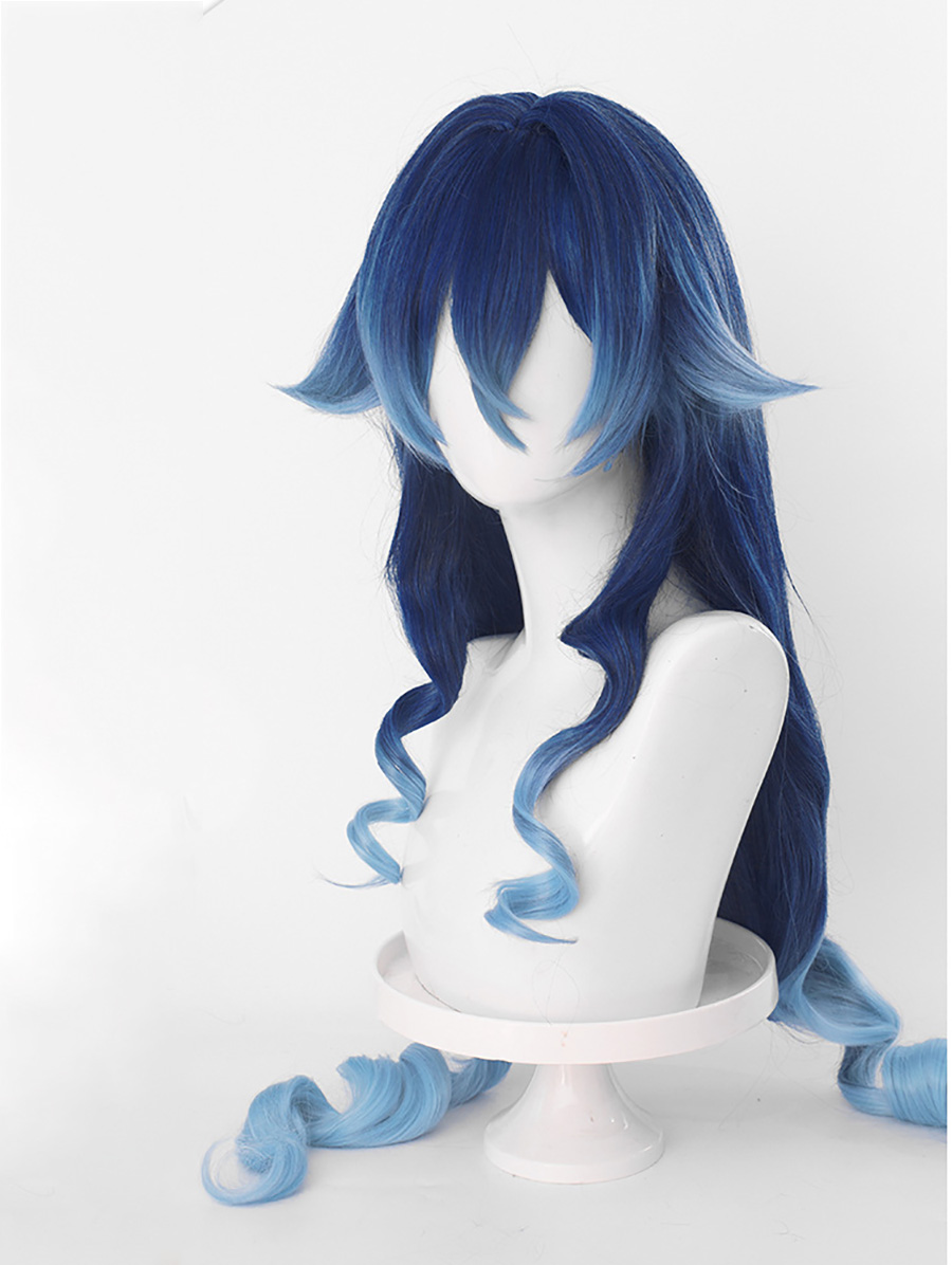 Genshin Impact Layla Costume Accessories Cosplay Wig Synthetic Hair for Halloween Party Play Role Hair Cap