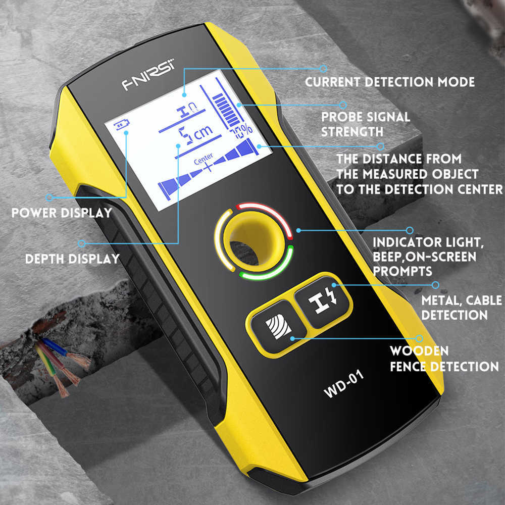 Scanner da parete metal detector WD-01 con foro di posizionamento cavi sotto tensione CA Strumento di rilevamento perni in legno