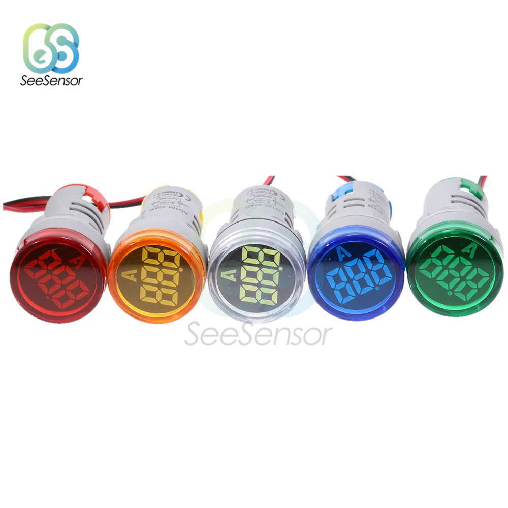 AC 50-500V 0-100A Round LED MINI Digital Voltmeter Ammeter 110V 220V الجهد الحالي CART CAR