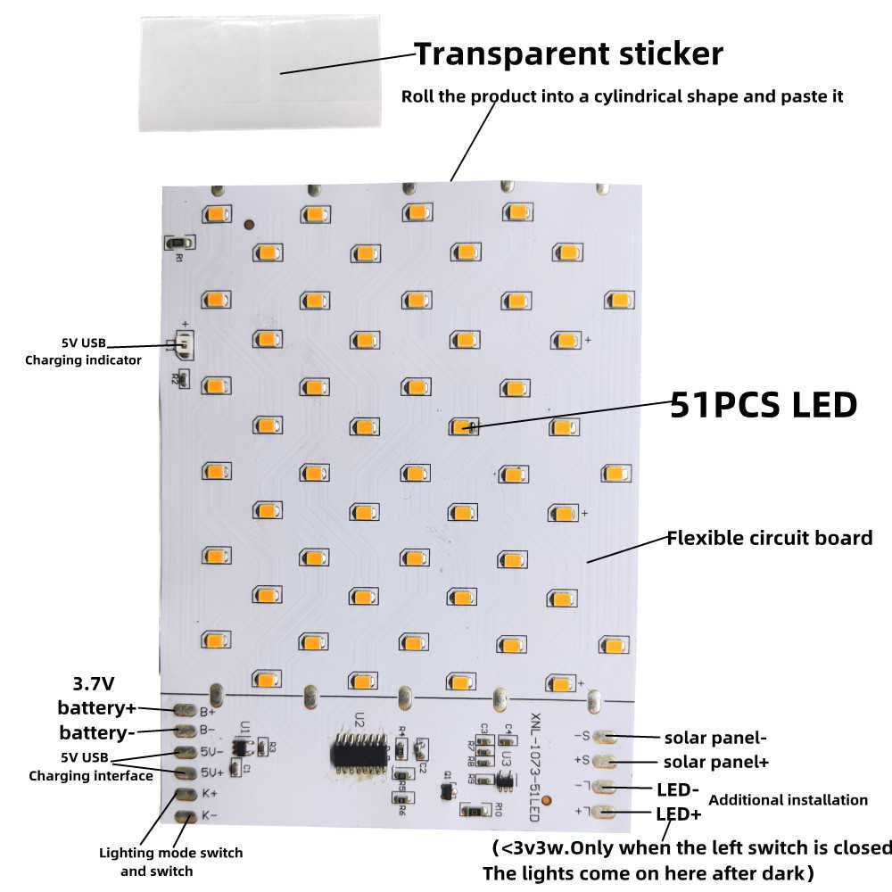 3.7V lithium batterij zonne -vlamlamp PCBA gesimuleerde fakkelcontroller printplaat LED