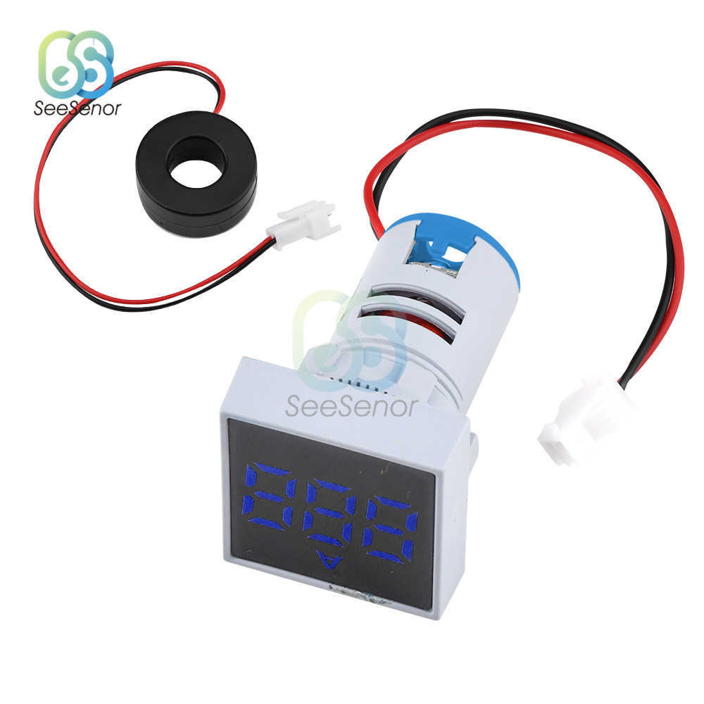 22MM 0-100A Square LED Digital Ammeter Current Meter Car Amp Tester Detector Indicator Led Lamp Signal Light