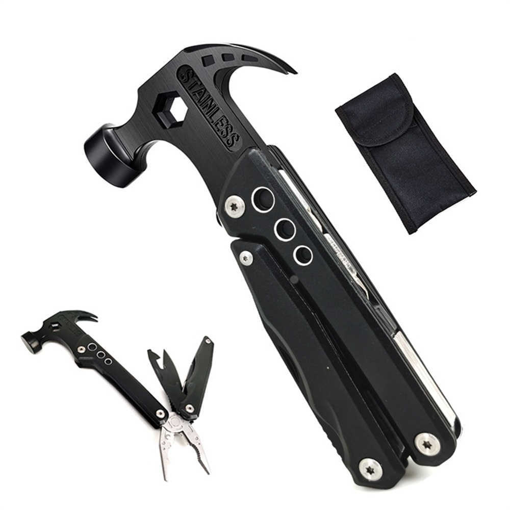 Multifunctional Pliers Stainless Steel Multitool Claw Hammer With Nylon Sheath For Outdoor Survival Camping Hunting Hiking Tool