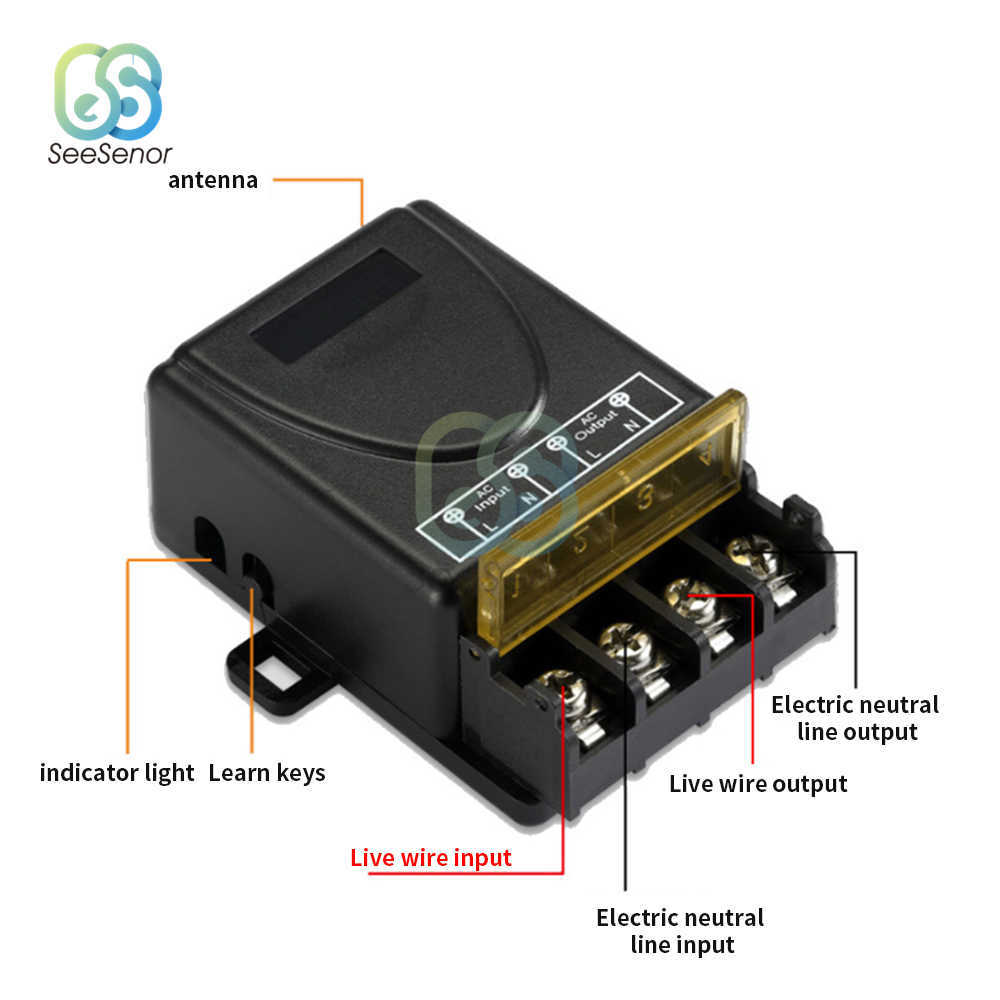 Chave de controle remoto de 433MHz DC8-72V AC220V 30A no transmissor Off para LED do motor da bomba de água/eletrodomésticos elétricos