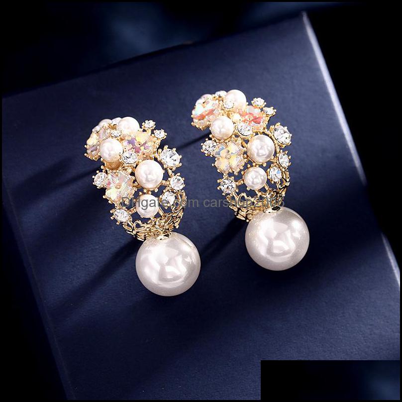 Dangle Chandelier Vintage Pearl أقراط للنساء Crystal Prendant Ear Suits الإبداعية اللامعة ذات السحر الأزياء المجوهرات A33Z Dro DHDXZ