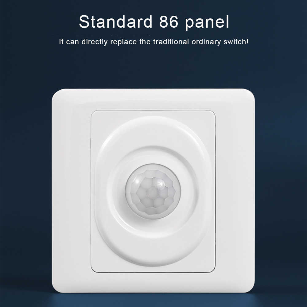 AC 220V LED PIR Motion Sensor Switch 180V-240V infälld infraröd smart mänsklig kroppsvägg Tidsfördröjning justerbar