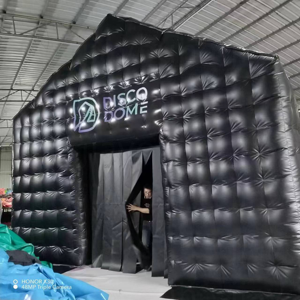 Customizable PVC cube tents and shelters inflatable fireproof party bar smoking white/black booth with air blower