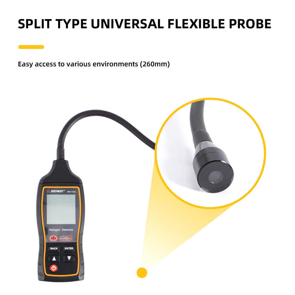 SW-743A LCD Display Halogen Detector Air Conditioning Refrigeration System Detect Tool 0~1000PPM Waterproof Dustproof