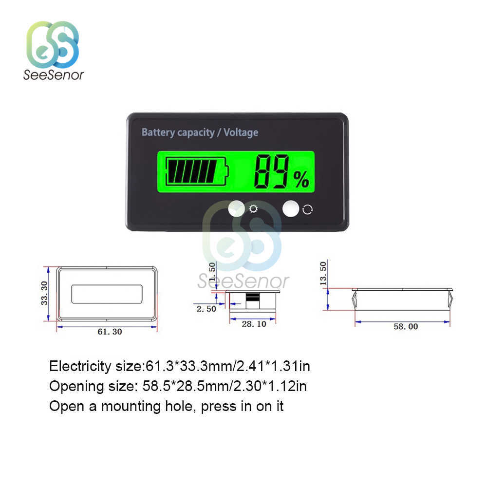 8-120V Lead Acid Lithium Battery Capacity Indicator Car Motorcycle Digital Voltmeter Voltage Tester Meter 12V 24V 48V 72V