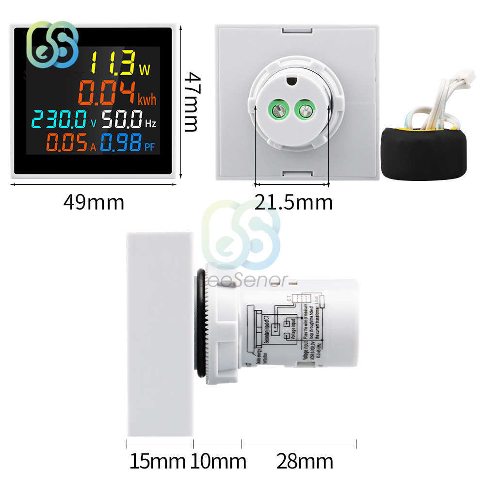 AC 220V 110V 100A LCD voltmètre numérique tension courant puissance wattmètre énergie électrique kWh mètre fréquence Volt Amp moniteur