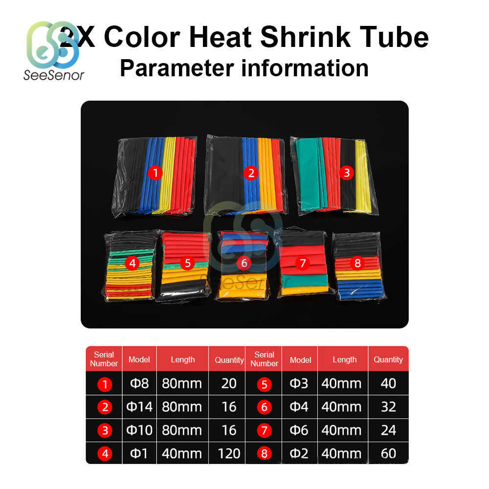 164/Warmte-shrink Tubing Thermoresistante buiswarmte Krimppakkit Elektrische verbindingsdraadkabelisolatie Sleeving