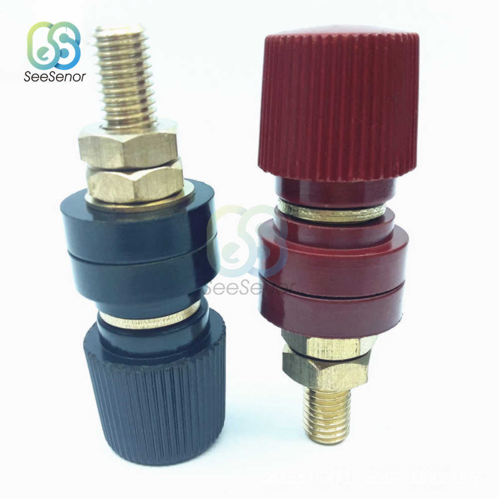 8mm Stud Premium Remote Battery Power Junction Post Connectors Brass Replacement Terminal Splice Black Red Thread Screw M8