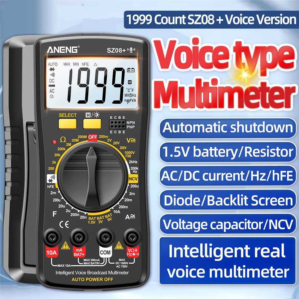 SZ08 LCD Digital MultiMeter AC DC الجهد الجهد تيار اختبار ديود Freguency Multitester الشاشة الفائقة الشاشة مع الجرس