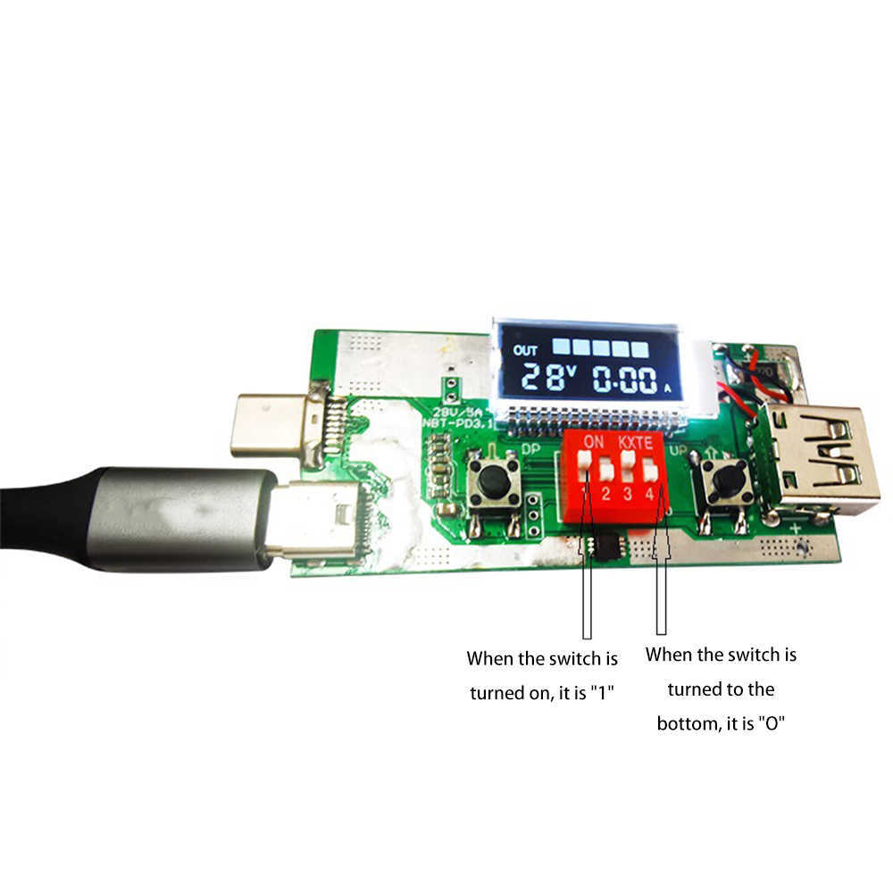 PD3.1 28V-5A Szybki ładunek Wyzwalacz Wacie Cyfrowe napięcie prądu napięcia napięcie Voltmeter ładowarka mobilna zasilacz Tester USB