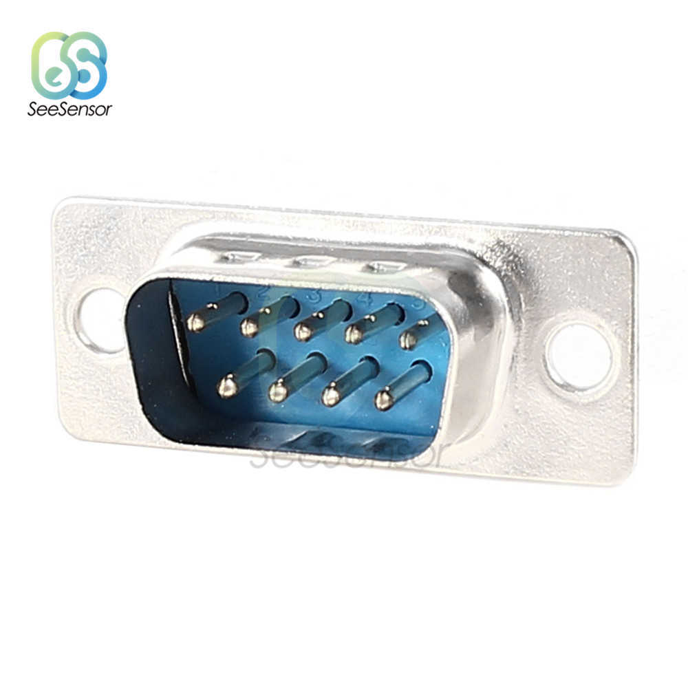 db9 rs232 conector de porta serial VGA 9 pinos fêmea 2 linhas do tipo de solda plugue d-sub-soque