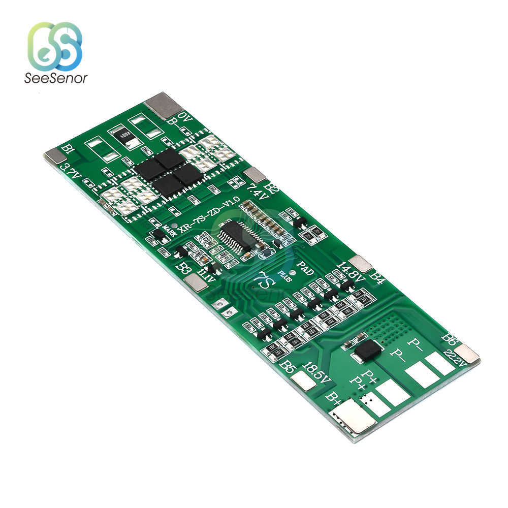 BMS 7S 24V 10A 15A 20A 30A 18650 Lithium Battery Protection Board W/ Balanced Common Port Equalizer for Power Bank Charge