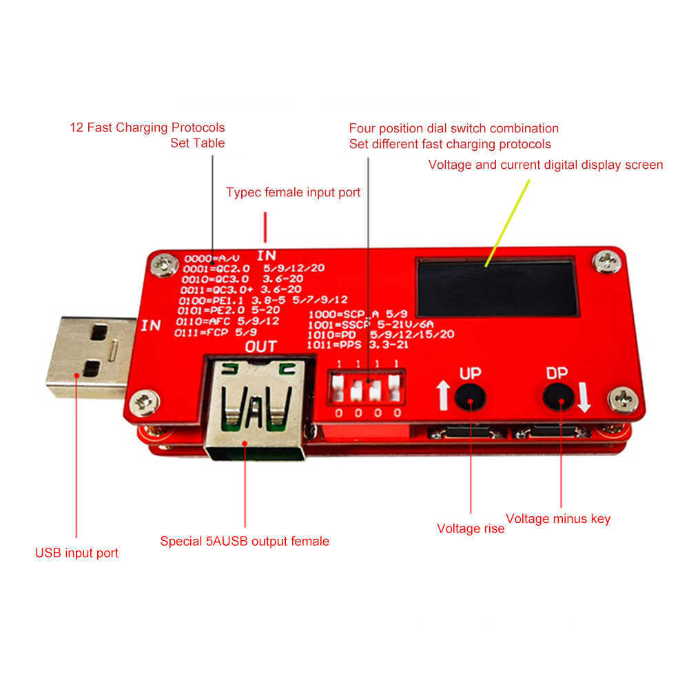 PD2.03.0/QC2.03.0 Hızlı Şarj Tetikleyici Dijital Akım Voltaj Ölçer Ampermetre Coulometre Şarj Cihazı Mobil Güç Kaynağı USB Test Cihazı