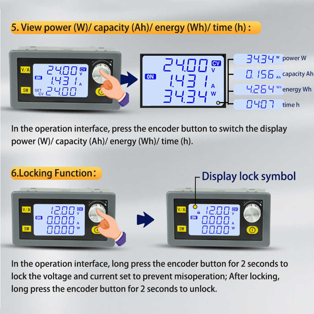 80W 5A CNC DC BOCK BOOST POWER SULTION調整可能な変数0.6-36V CC CV LCDデジタルラボコンバーター電圧レギュレーター