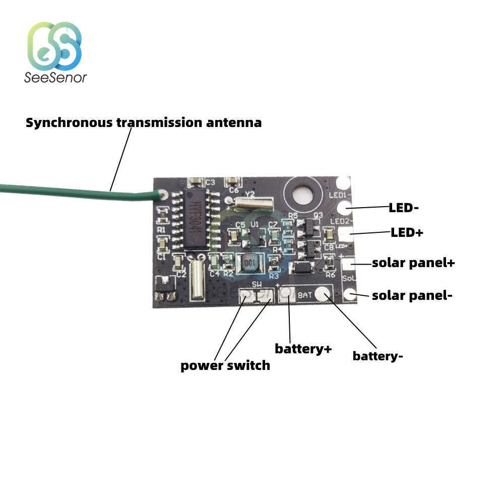 1.2V Circuito Solare Trasmissione Sincrona Lampada di Avvertimento Modulo di Controllo Wireless Road Stud