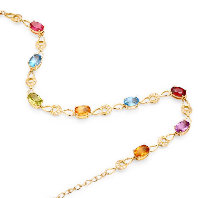 Armbanden keten Europese en Amerikaanse stijl meisjes kunstmatige kleurrijke kristallen armband 18k goud vergulde zoete regenboogarmband trouwfeest verjaardag sieraden