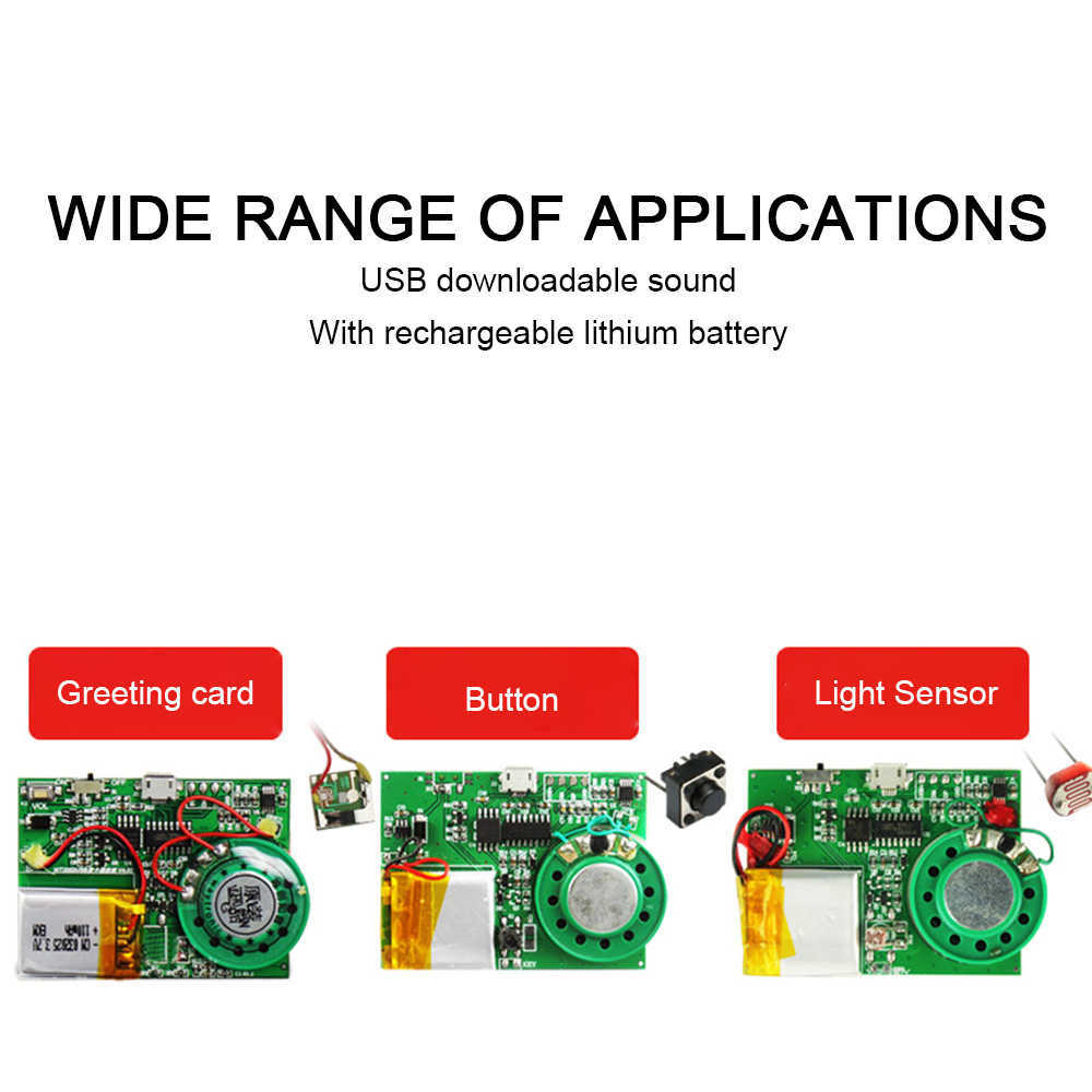 Modulo audio PCB registrabile MP3 da 8 MB scaricabile tramite USB biglietti d'auguri Pulsante/controllo luce/interruttore Reed